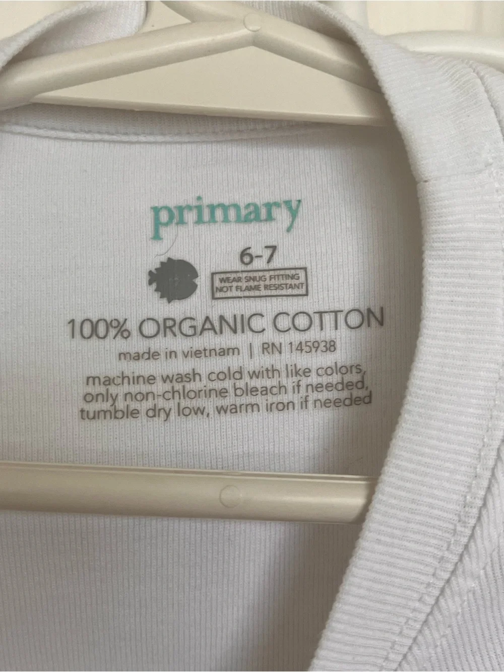 Primary White Long Sleeve Kids Pajama Set